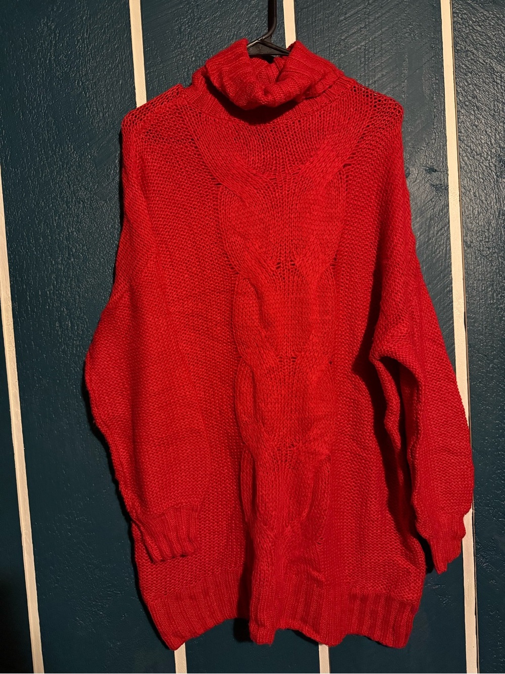 aerie Bright Red Cable Turtleneck Sweater